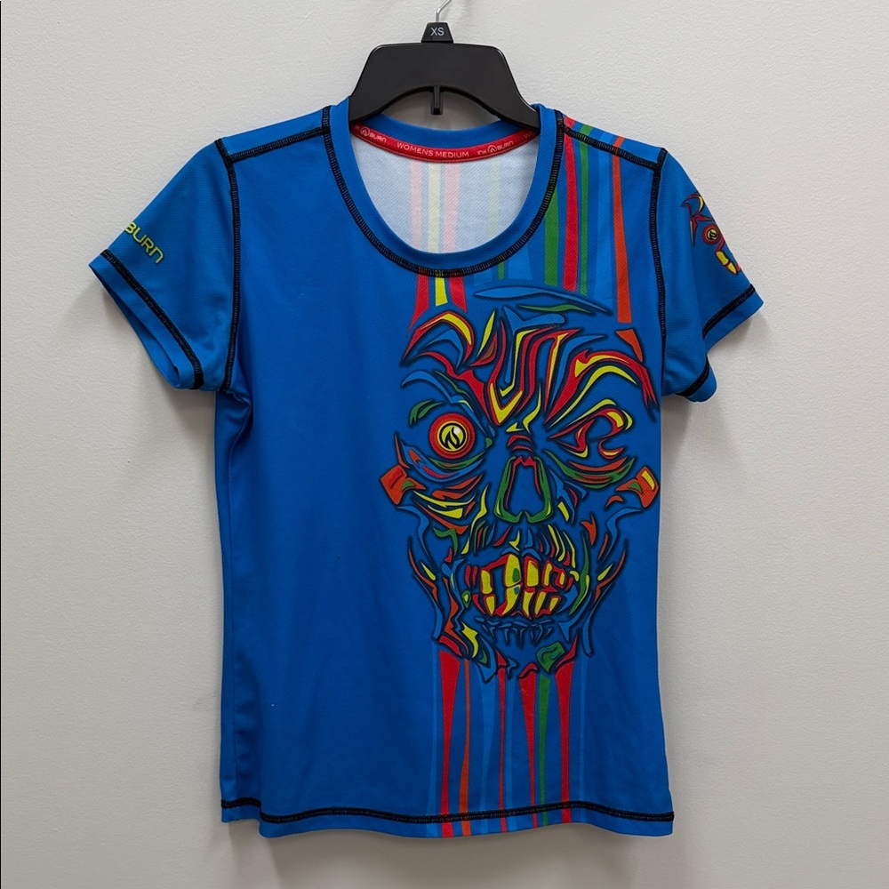 INKnBURN Blue Red Run or Die S/S Women's Tech Shirt Sz Medium!